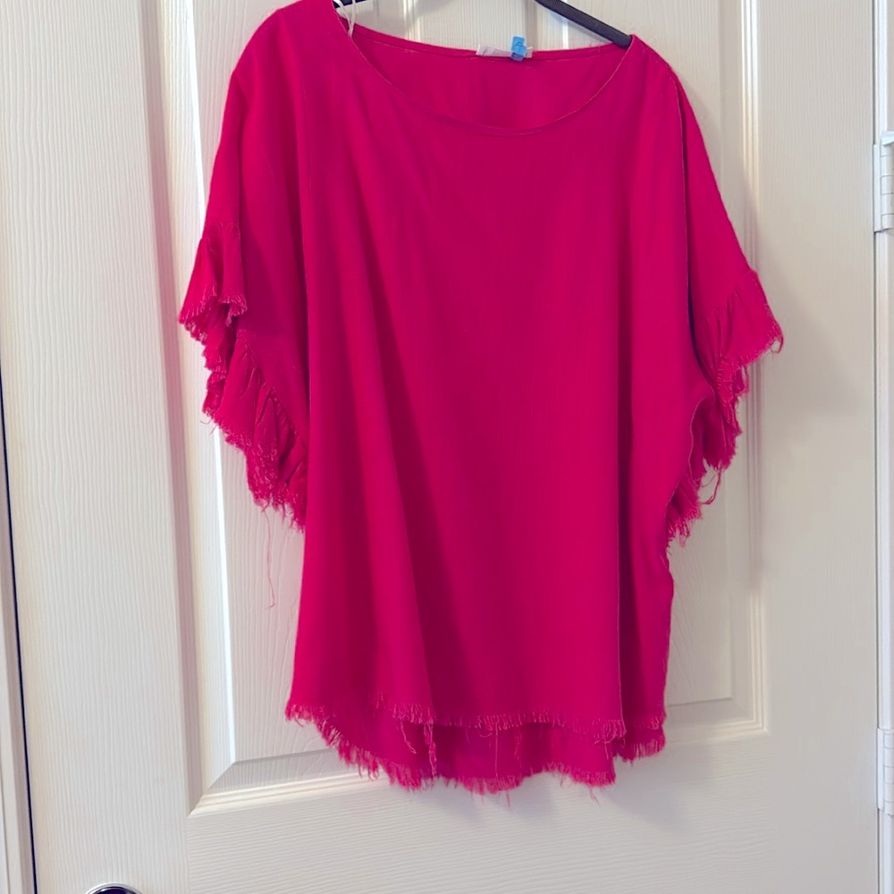 Large Pink ruffle shirt